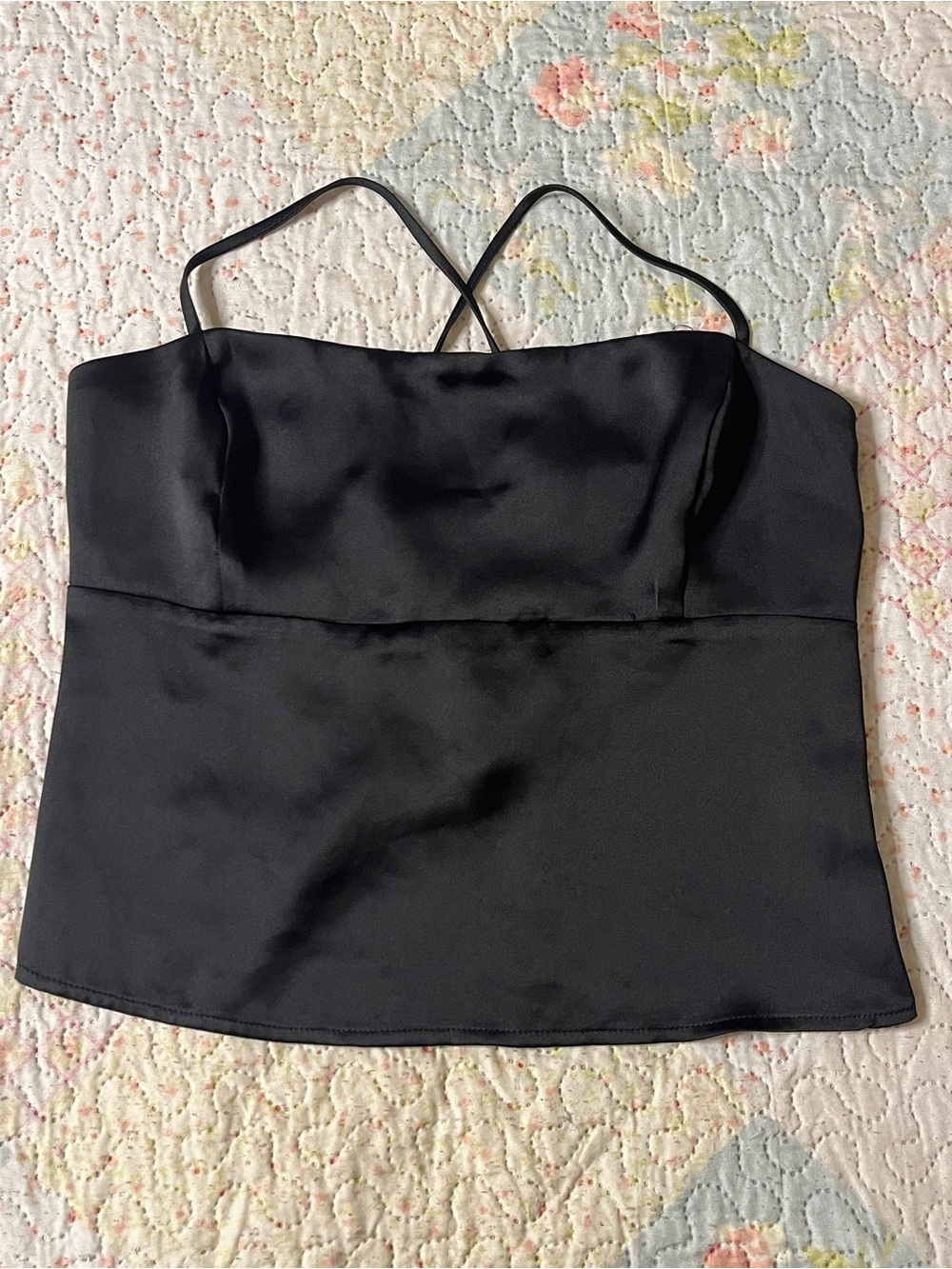 *Free with $45 Purchase* Black Satin Open Back Crop Tank
